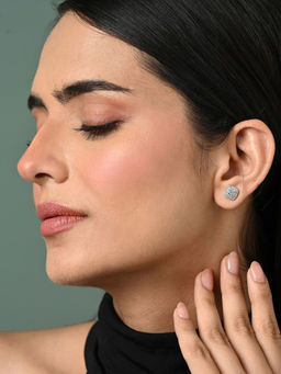 CLARA - Women 925 Silver Plated Swiss Zirconia Queen of Diamonds Stud Earrings