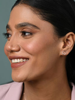 CLARA - Women 925 Silver- Rose Gold Plated Swiss Stud Earrings