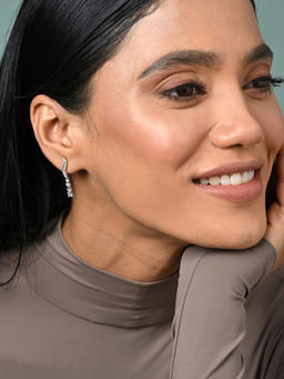 CLARA - Women 925 Silver Plated Swiss Zirconia Wave Dangler Earrings