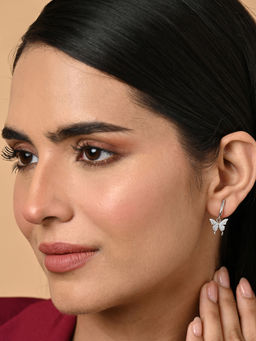 CLARA - Women 925 Silver Plated Swiss Zirconia Fia Butterfly Earrings