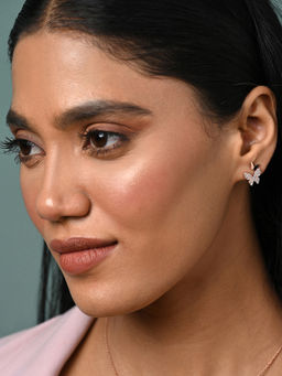 CLARA - Women 925 Silver- Rose Gold Plated Fairy Butterfly Earrings
