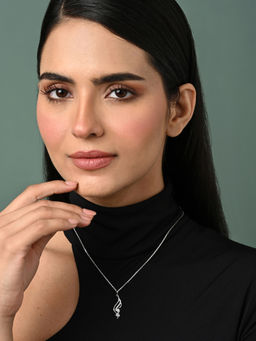 CLARA - Women 925 Silver Plated Zirconia Swirl Pendant Necklace