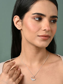 CLARA - Women 925 Silver Plated Zirconia Cuore Heart Pendant Necklace