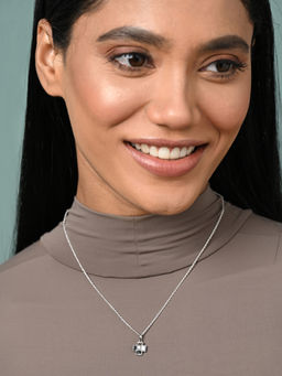 CLARA - Women 925 Silver Plated Zirconia Dainty Clover Pendant Necklace