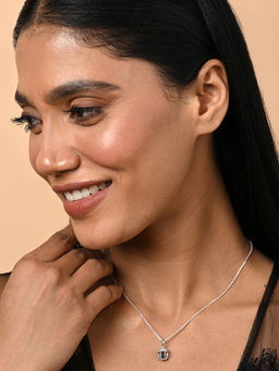 CLARA - Women 925 Silver Plated Acorn Blue Solitaire Pendant Necklace