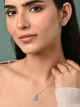 CLARA - Women 925 Silver Plated Swiss Zirconia Bianca Solitaire Jewellery Set