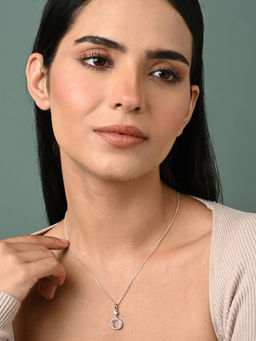 CLARA - Women 925 Silver Plated Zirconia Circle of Joy Pendant Necklace