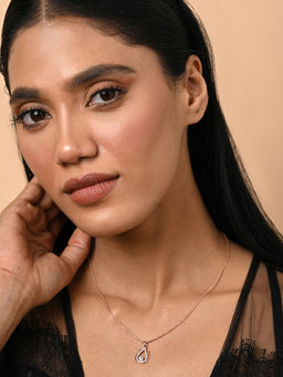 CLARA - Women 925 Silver- Rose Gold Plated Zirconia Lotus Pendant Necklace