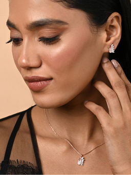 CLARA - Women 925 Silver- Rose Gold Plated Swiss Zirconia Dancing Swan Jewellery Set