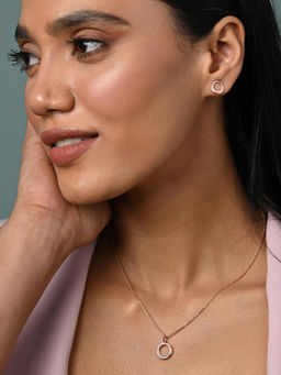 CLARA - Women 925 Silver- Rose Gold Plated Swiss Zirconia Cerchio Jewellery Set