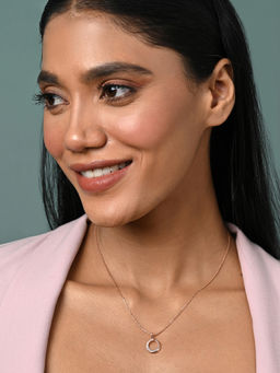 CLARA - Women 925 Silver- Rose Gold Plated Cerchio Pendant Necklace