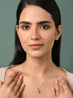 CLARA - Women 925 Silver Plated Zirconia Curl Pendant Necklace