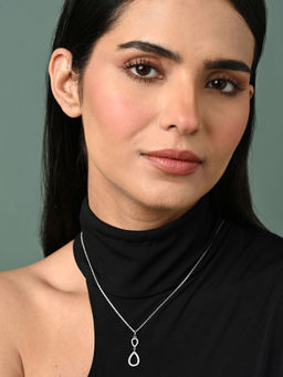 CLARA - Women 925 Silver Plated Zirconia Serenity Pendant Necklace