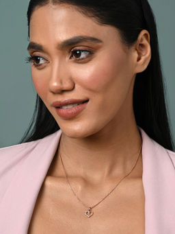 CLARA - Women 925 Silver- Rose Gold Plated Zirconia Heart Pendant Necklace