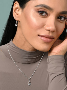 CLARA - Women 925 Silver Plated Swiss Zirconia Teardrop Jewellery Set
