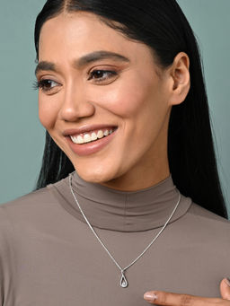 CLARA - Women 925 Silver Plated Zirconia Teardrop Pendant Necklace