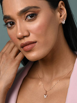 CLARA - Women 925 Silver- Rose Gold Plated Fairy Butterfly Jewellery Set