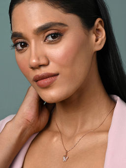 CLARA - Women 925 Silver- Rose Gold Plated Fairy Butterfly Pendant Necklace