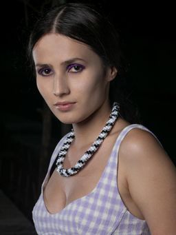 Odette - Black And White Beaded Necklace