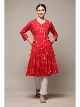 Biba - Women Cotton Red Kurta & Pant (Set of 2)