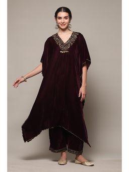 Biba - Women Polyester Purple Kaftan & Palazzo (Set of 2)