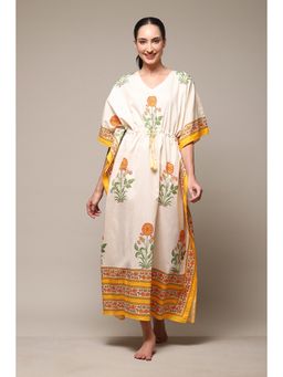 Biba - Women Cotton Mustard Kaftan