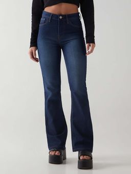 Bewakoof - Womens Dark Blue Washed Bootcut Jeans