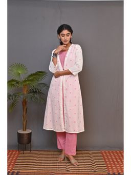 EARTHWEAR - Cotton Layered White Kurta with Pant