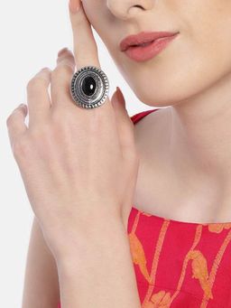 Accessher - Oxidised Silver Plated Antique Finger Ring Combo Set of 4 for Women