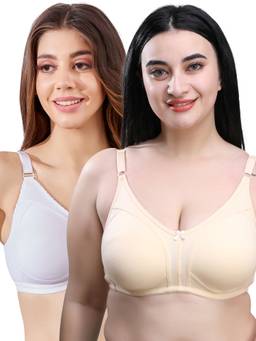 MAROON - Multi-Color Solid Cotton Regular Bra (Pack of 2)