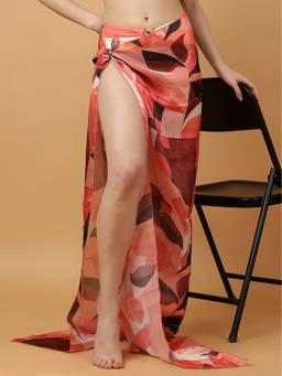 SOIE - Peach Printed Polyester Sarong