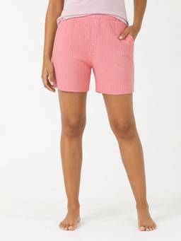 max - Pink Textured Viscose Blend Regular Shorts