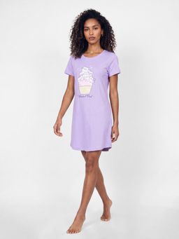 max - Lavender Printed Pure Cotton Regular Night Dress