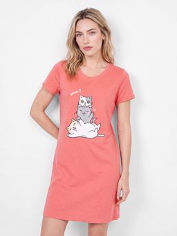max - Pink Printed Pure Cotton Regular Night Dress