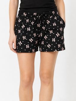 max - Black Printed Rayon Regular Shorts