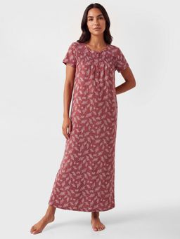 max - Brown Printed Pure Cotton Regular Night Dress