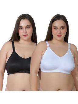 MAROON - Multi-Color Solid Cotton Regular Bra (Pack of 2)