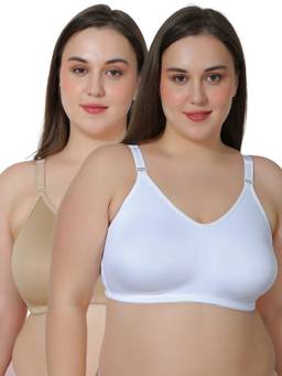 MAROON - Multi-Color Solid Cotton Regular Bra (Pack of 2)
