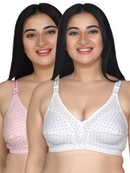 MAROON - Multi-Color Printed Cotton,Lycra Regular Bra (Pack of 2)