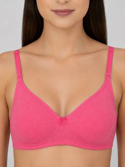 Mod & Shy - Pink Solid Cotton Lycra Regular Bra