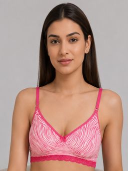 Mod & Shy - Pink Animal Print Nylon Elastane Regular Bra
