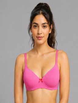 Mod & Shy - Pink Solid Cotton/Elastane Regular Bra