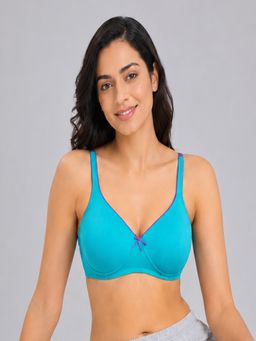 Mod & Shy - Turquoise Solid Cotton/Elastane Regular Bra