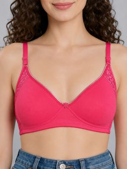Mod & Shy - Pink Solid Cotton/Elastane Regular Bra