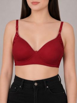 Mod & Shy - Maroon Solid Cotton/Elastane Regular Bra