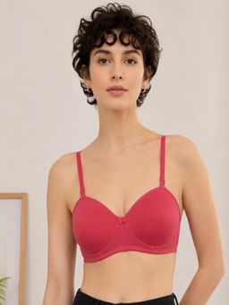 Mod & Shy - Pink Solid Cotton/Elastane Regular Bra