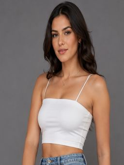 Mod & Shy - White Solid Nylon Elastane Regular Bra