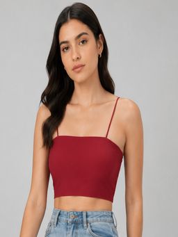 Mod & Shy - Maroon Solid Nylon Elastane Regular Bra