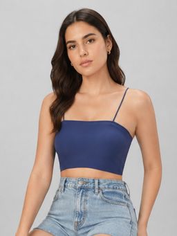 Mod & Shy - Blue Solid Nylon Elastane Regular Bra