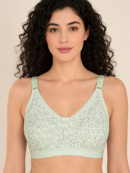 Mod & Shy - Green Printed Cotton/Elastane Regular Bra